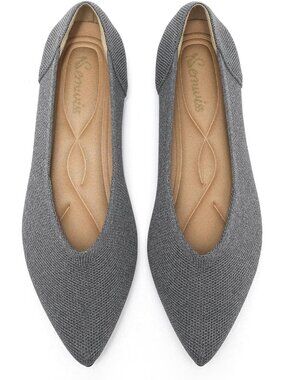 Women's All Grey Mesh Comfortable Pointed Toe Leopard Casual Ballet Flat Shoes